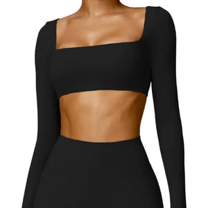 SQUARE NECK CROPPED LONG SLEEVE Yoogy