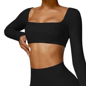 SQUARE NECK CROPPED LONG SLEEVE Yoogy