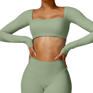 SQUARE NECK CROPPED LONG SLEEVE Yoogy